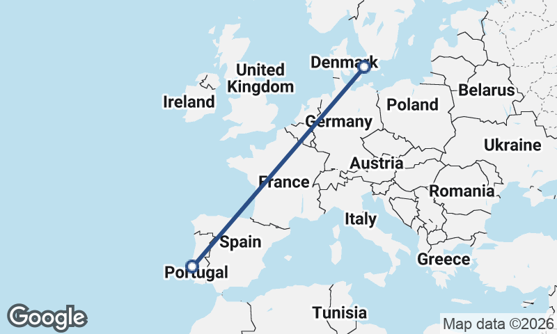 Lisbon to Copenhagen