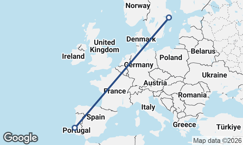 Lisbon to Stockholm