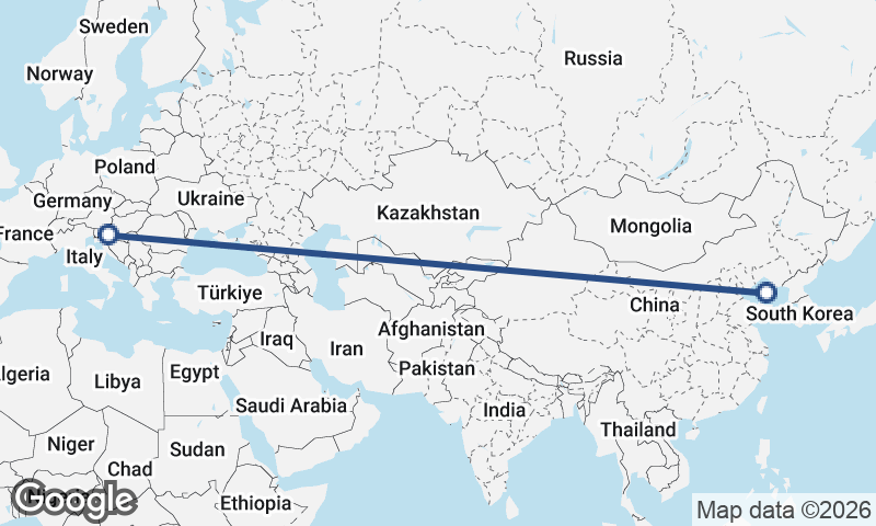 Dalian to Zagreb