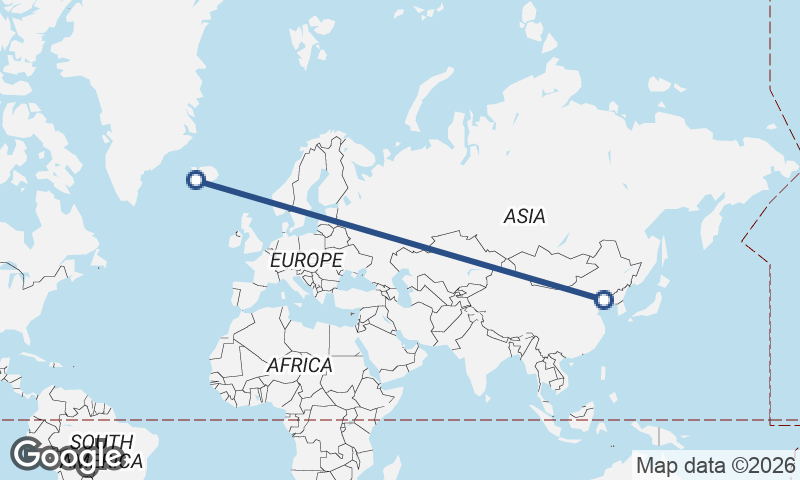 Dalian to Reykjavík