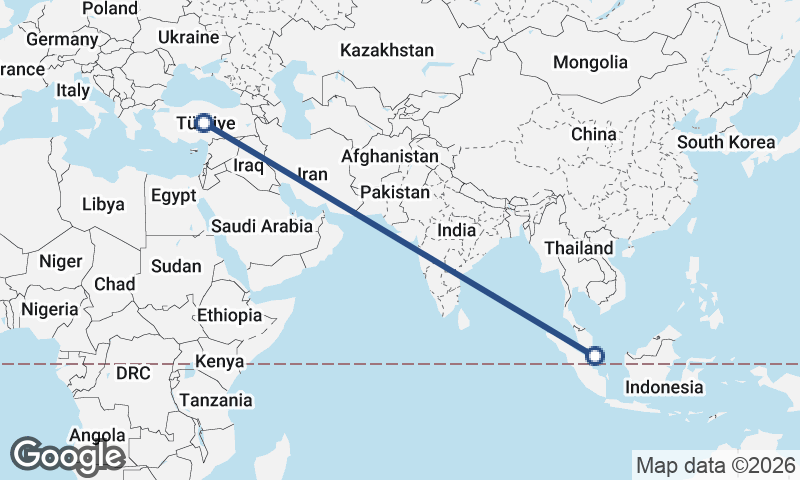 Turkey to Singapore