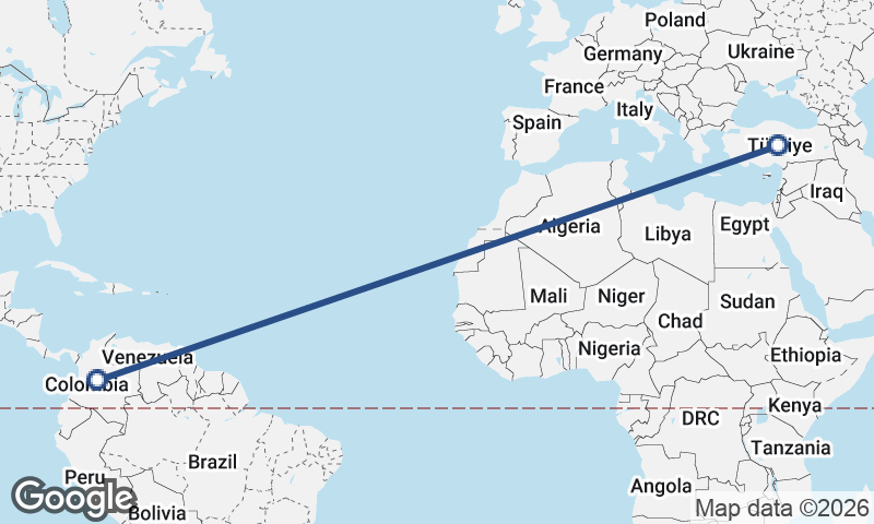Turkey to Colombia