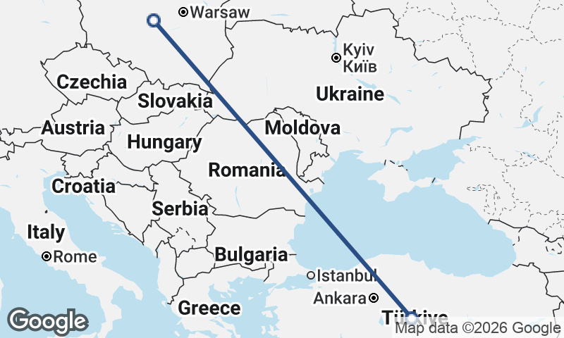Turkey to Poland