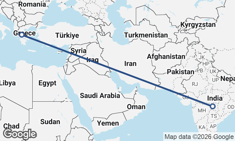 Greece to India