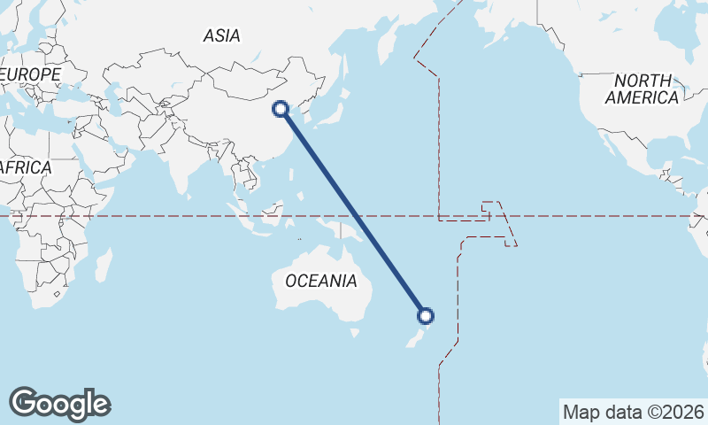 Tianjin to Auckland