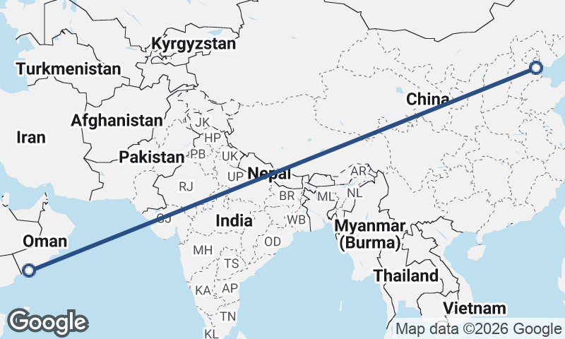 Tianjin to Şalālah
