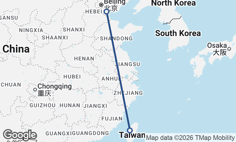 Tianjin to Taichung