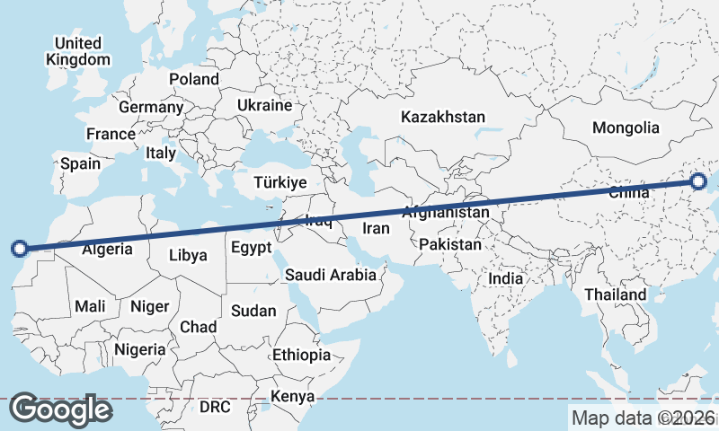 Tianjin to Las Palmas de Gran Canaria