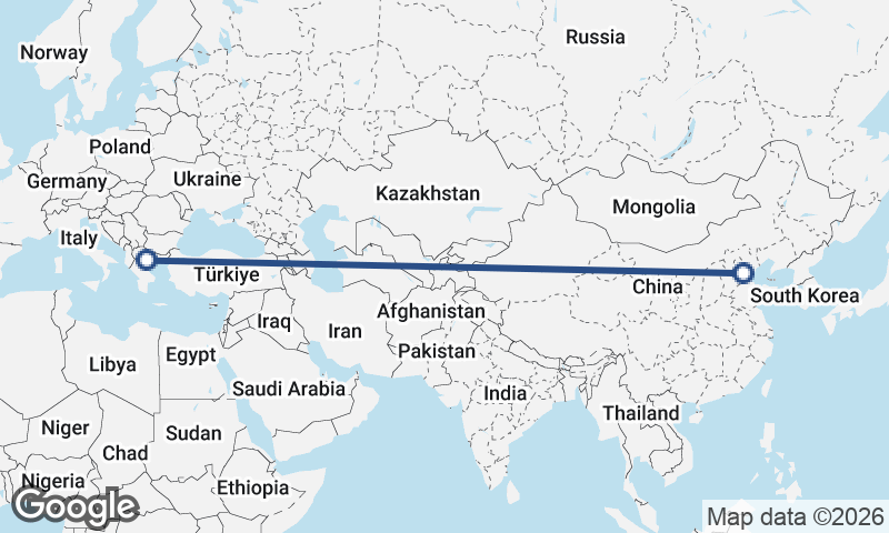 Tianjin to Thessaloníki