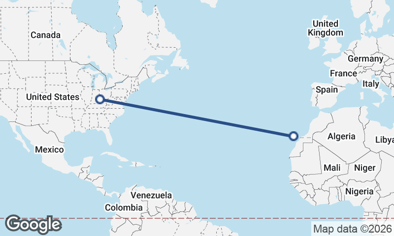 Cincinnati to Las Palmas de Gran Canaria