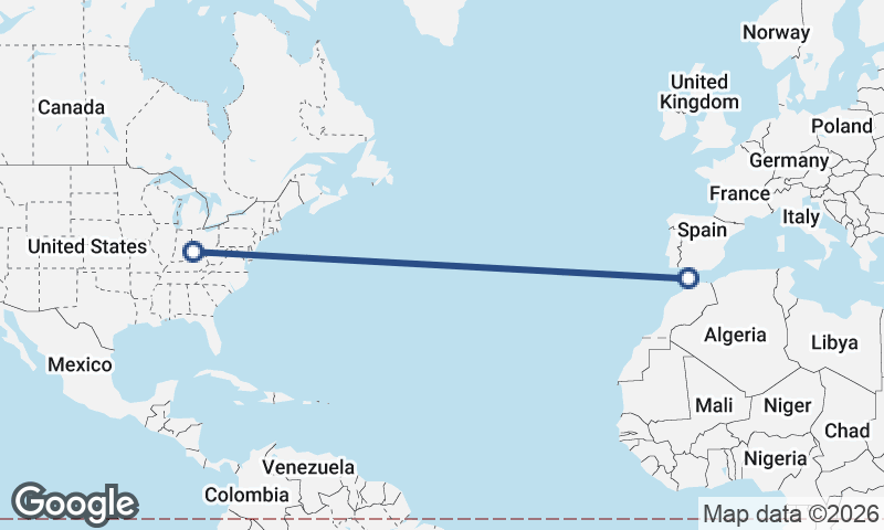 Cincinnati to Tangier