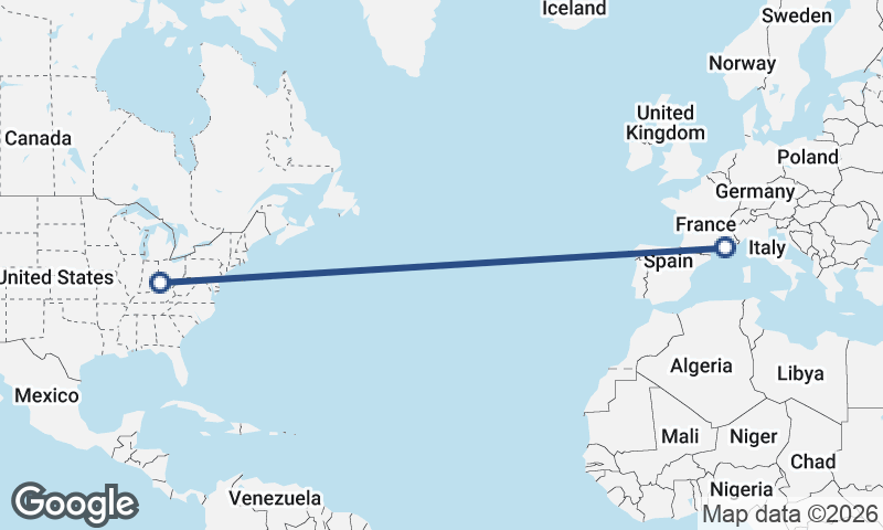 Cincinnati to Marseille