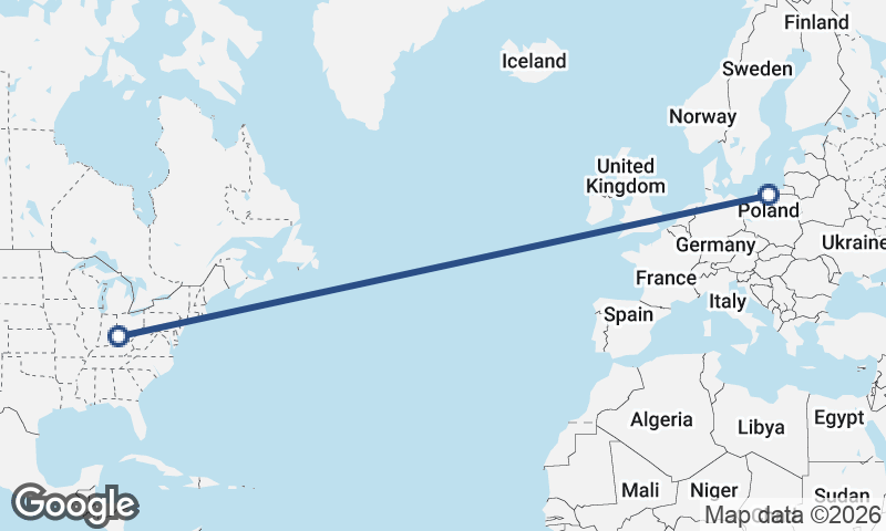 Cincinnati to Gdańsk