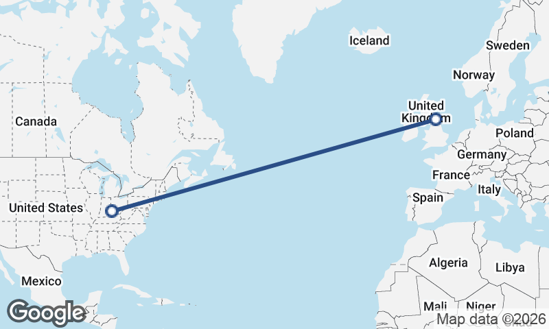 Cincinnati to Newcastle upon Tyne