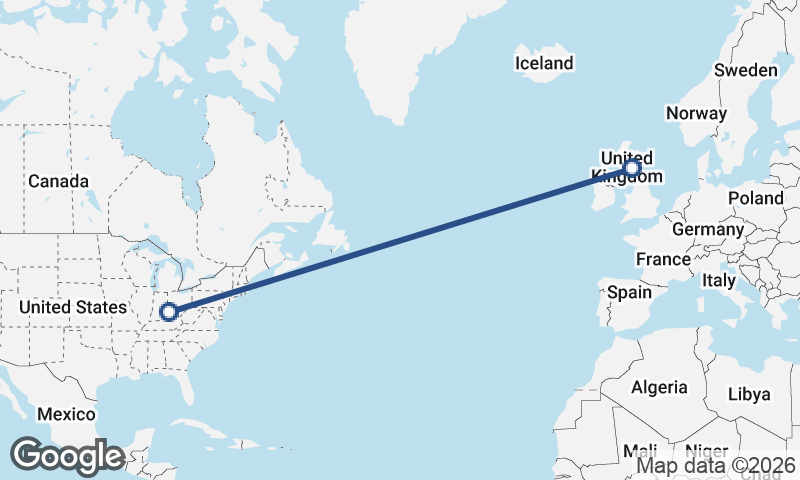 Cincinnati to Edinburgh