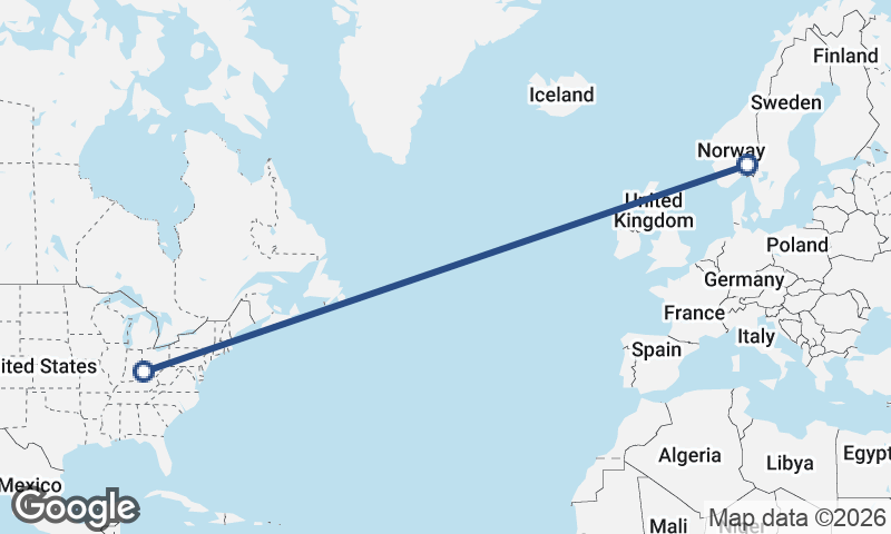Cincinnati to Oslo