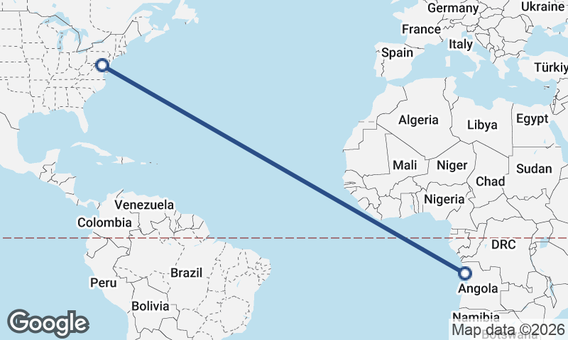 Baltimore to Luanda