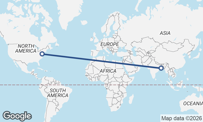 Baltimore to Kolkata