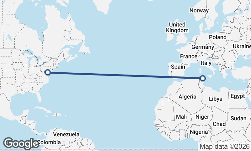 Baltimore to Tunis