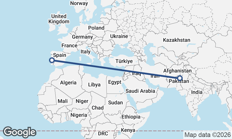 Portugal to Pakistan