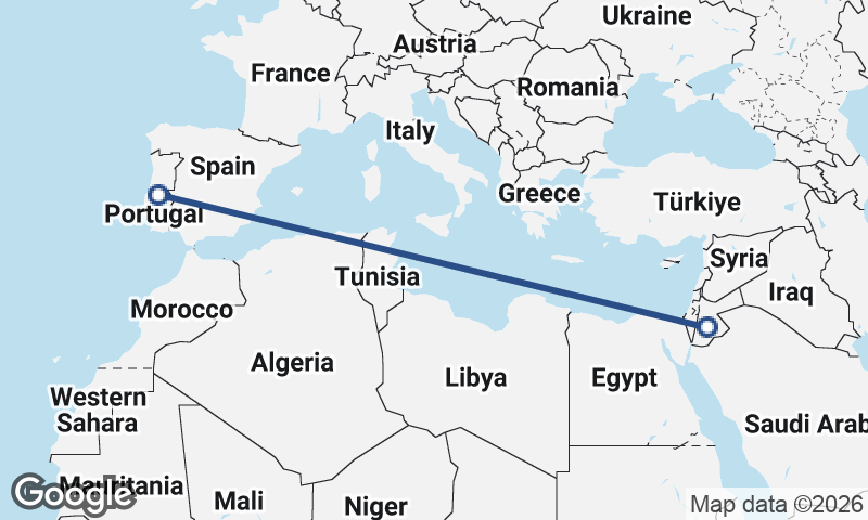 Portugal to Jordan