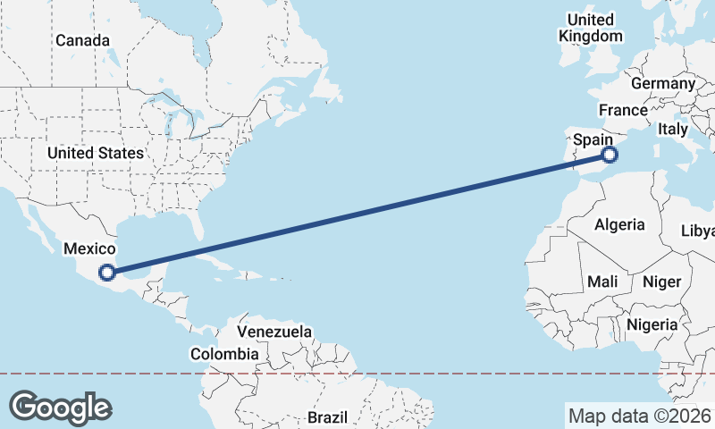 Valencia to Mexico City