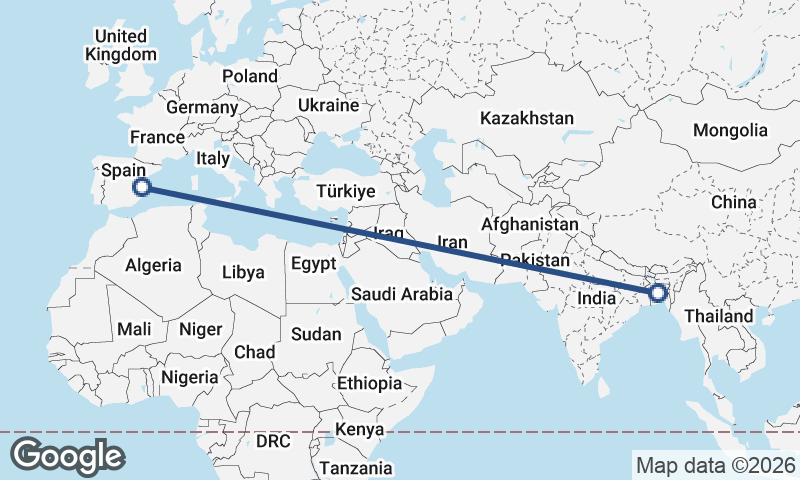 Valencia to Dhaka