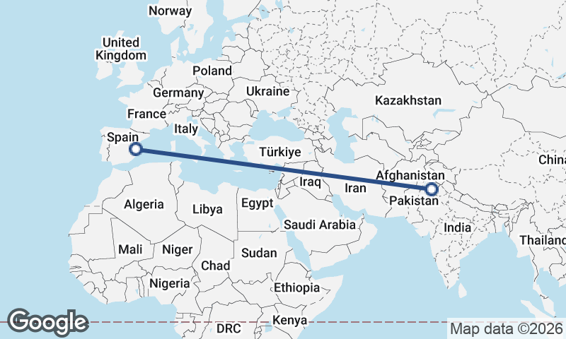 Valencia to Faisalabad