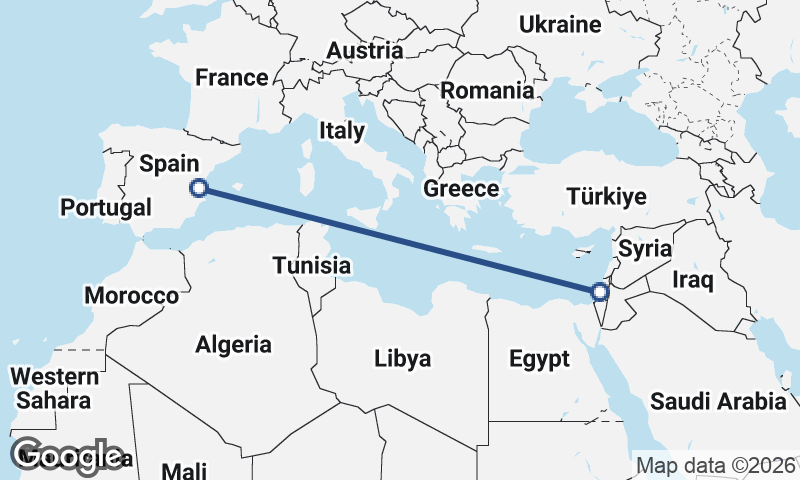 Valencia to Tel Aviv-Yafo