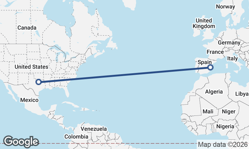 Valencia to Fort Worth