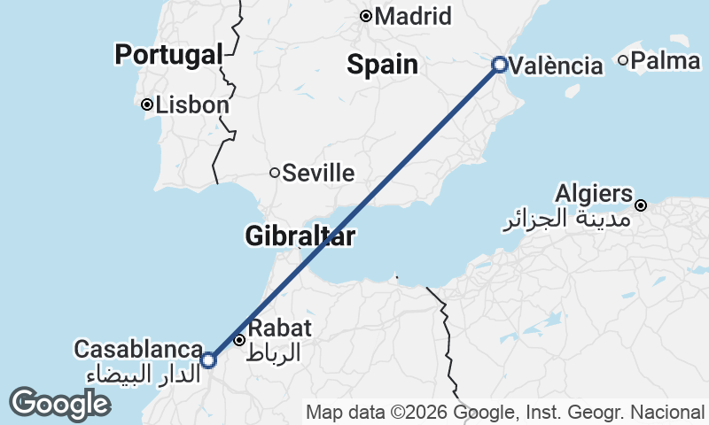 Valencia to Casablanca