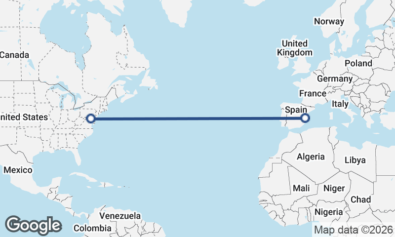 Valencia to Baltimore