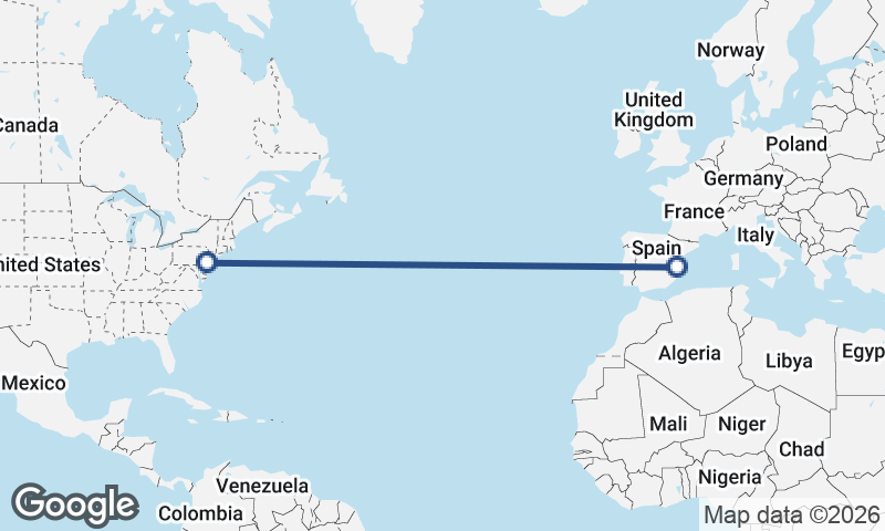 Valencia to Philadelphia