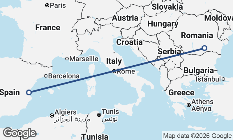 Valencia to Bucharest