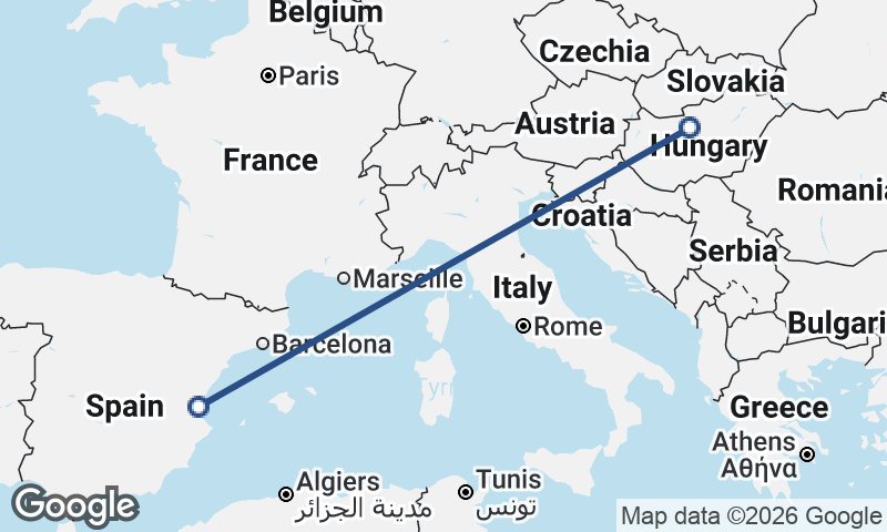 Valencia to Budapest