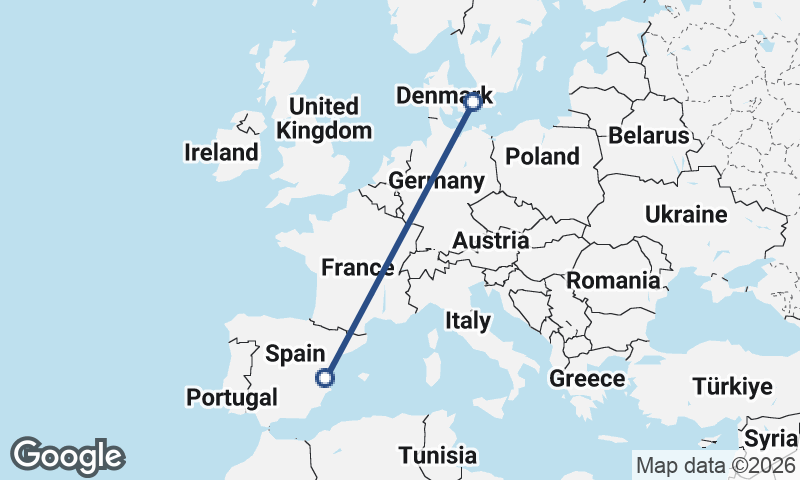 Valencia to Copenhagen