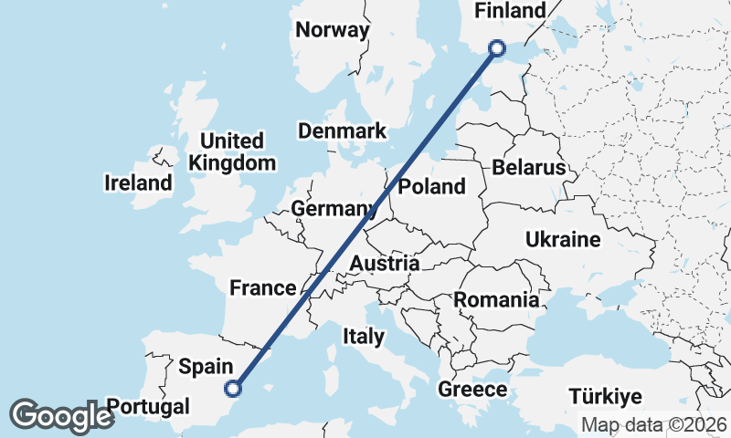 Valencia to Helsinki