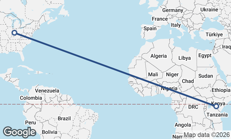 Indianapolis to Nairobi