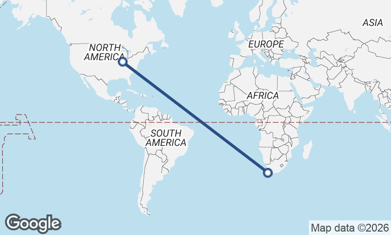 Indianapolis to Cape Town