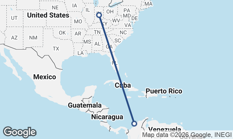 Indianapolis to Cartagena