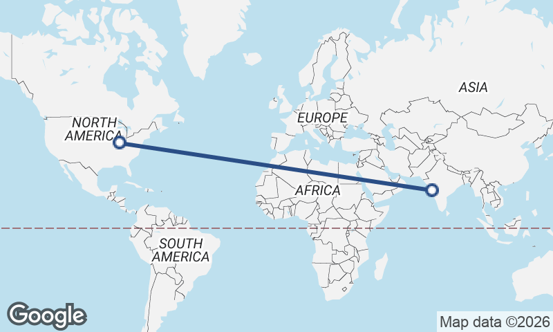 Indianapolis to Mumbai