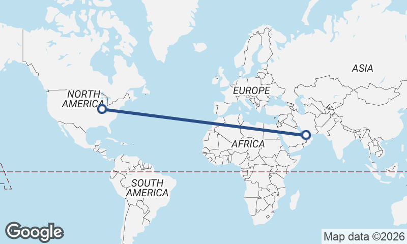 Indianapolis to Abu Dhabi