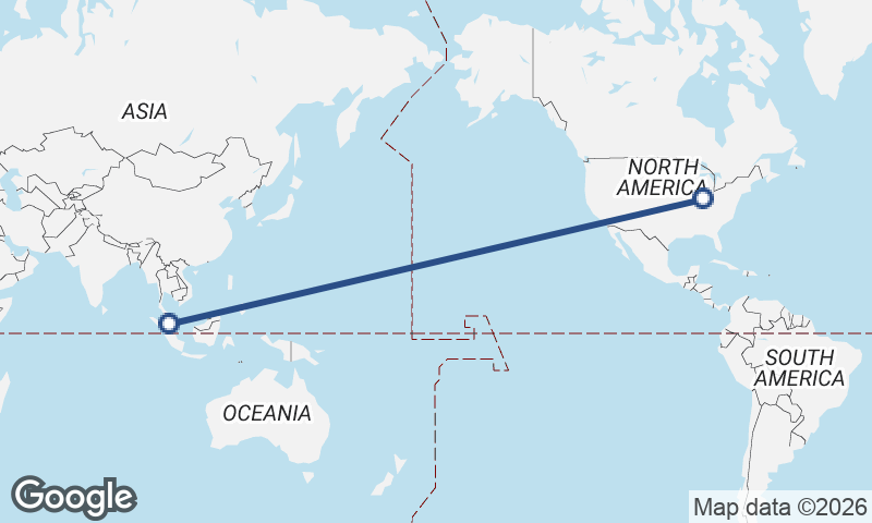 Indianapolis to Kuala Lumpur