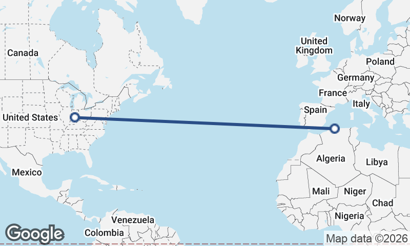 Indianapolis to Algiers