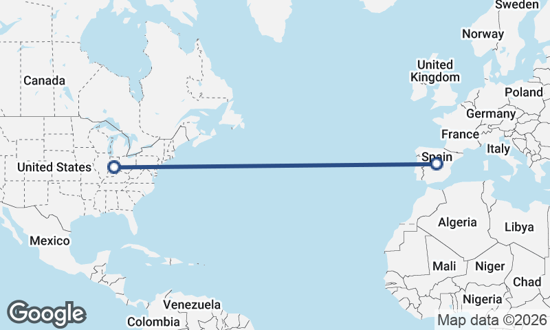 Indianapolis to Madrid