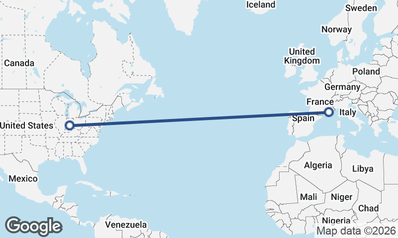 Indianapolis to Marseille