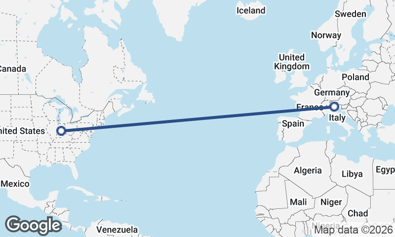 Indianapolis to Trento