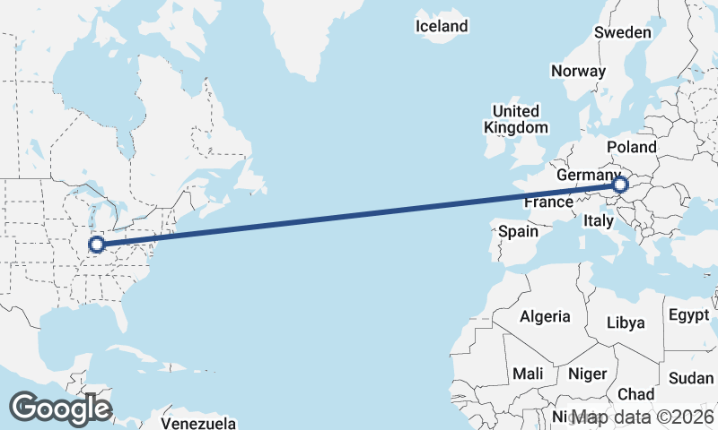 Indianapolis to Vienna