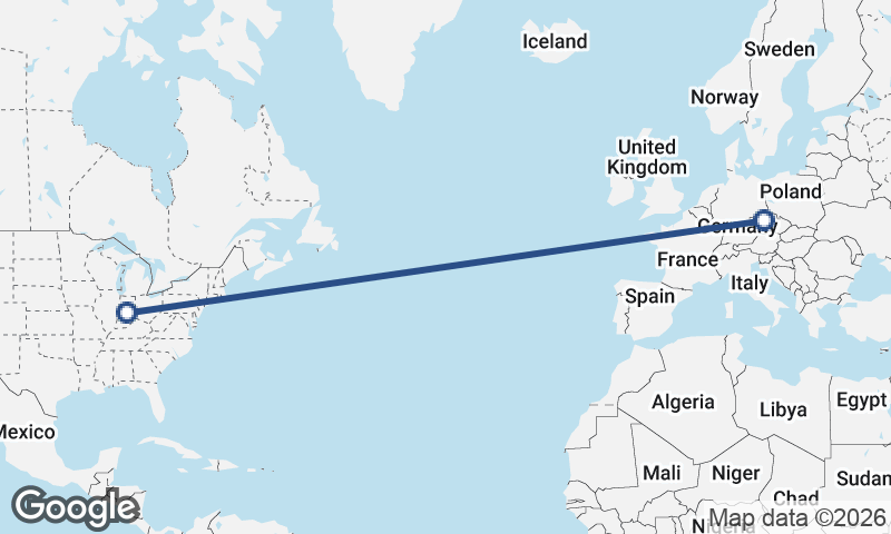 Indianapolis to Prague