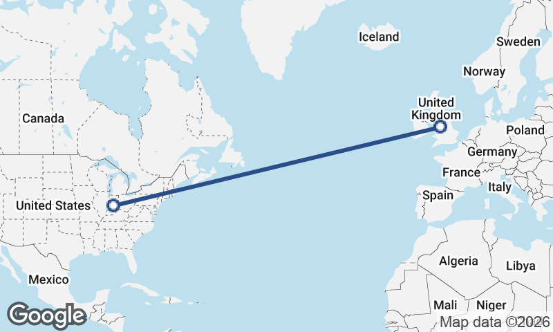 Indianapolis to Liverpool